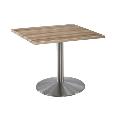 Holland Bar Stool Co 30" Tall OD214 Stainless Steel Table Base 22" Diameter 30"x30" Square Natural Top OD214-2230SSOD30SQNat